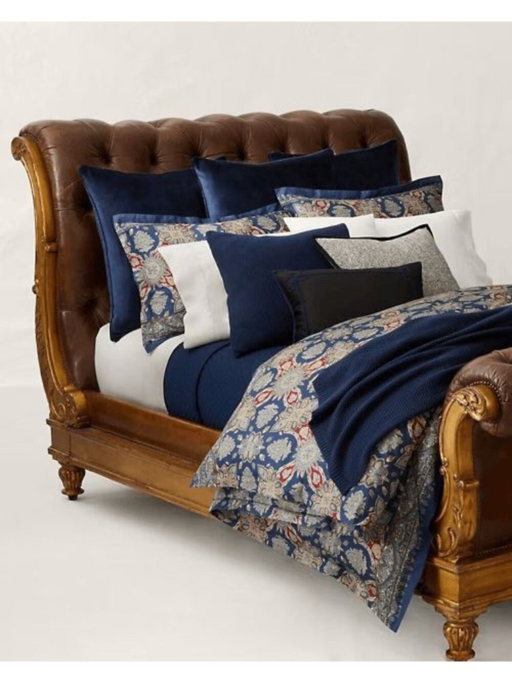 NWT Ralph Lauren Home Archer Foulard Comforter Navy Multi Size Full/Queen
